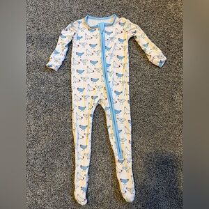 Kickee Pants Cream Footed One-Piece with Blue and Red Bird Print